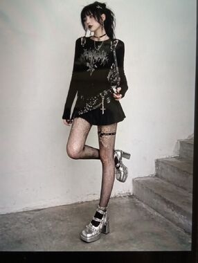 Transfer Student Harajuku Punk Goth Chunky Platformsbchains Sikes Womens 8.5